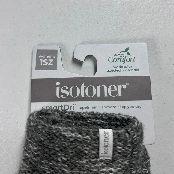 Isotoner Women's 1SZ SmartDri EcoComfort Heather‎ Grey Ivory Gloves NEW - Picture 3 of 7